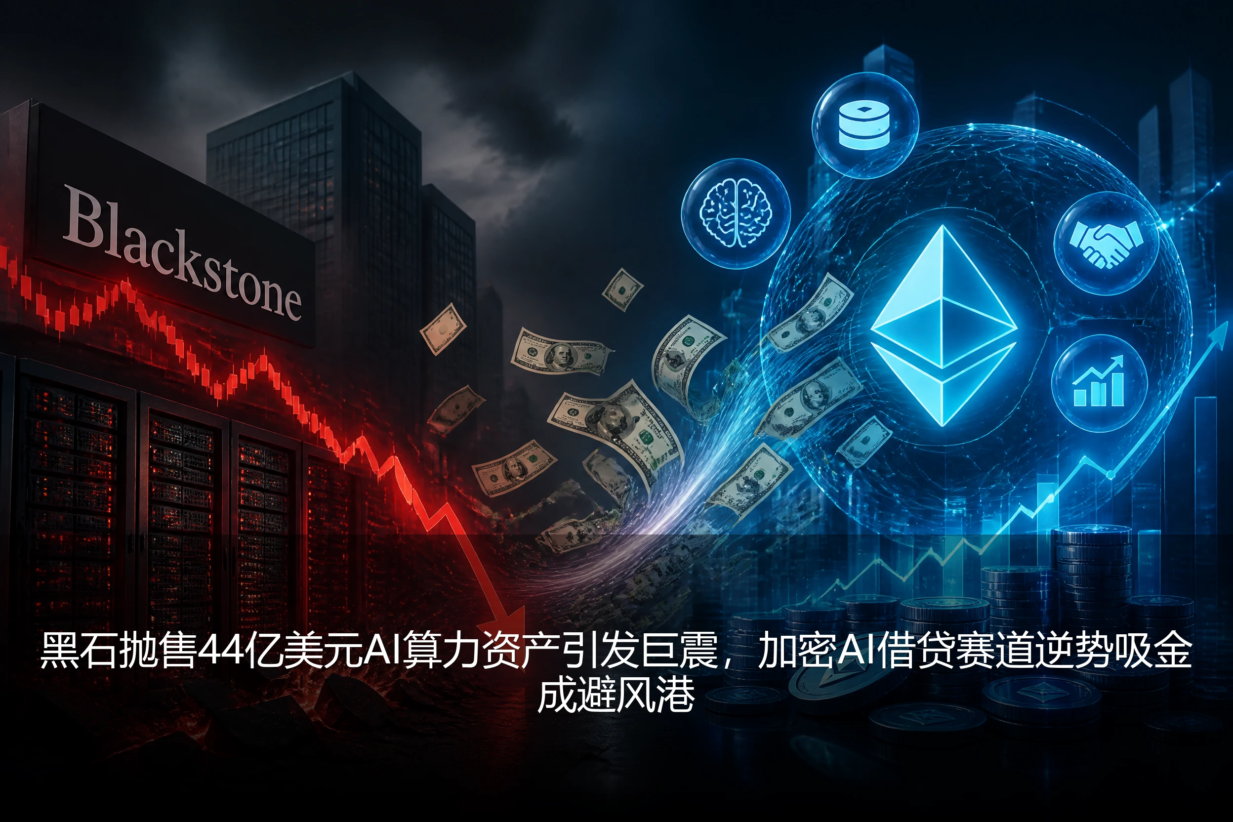 黑石抛售44亿美元AI算力资产引发巨震，加密AI借贷赛道逆势吸金成避风港