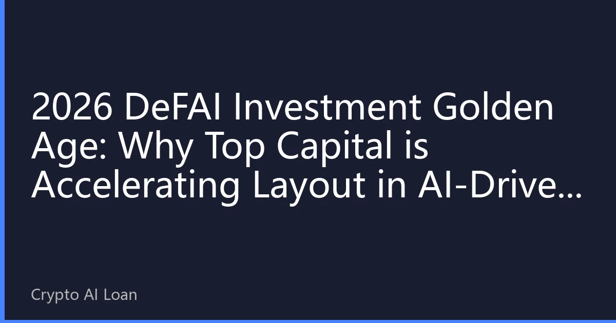 2026 DeFAI Investment Golden Age: Why Top Capital is Accelerating Layout in AI-Driven Crypto Lending Track