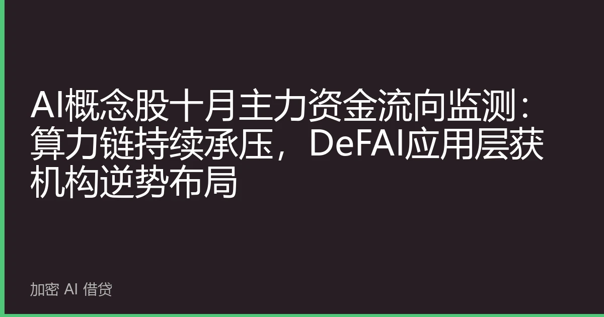 AI概念股十月主力资金流向监测：算力链持续承压，DeFAI应用层获机构逆势布局